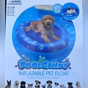 PoolCandy Inflatable Pet Float - Blue with Paw Print
